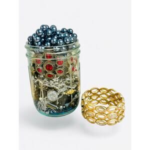 Colorful Mix Mystery Jewelry Jar Multicolor Pieces Good Condition Fun Lot